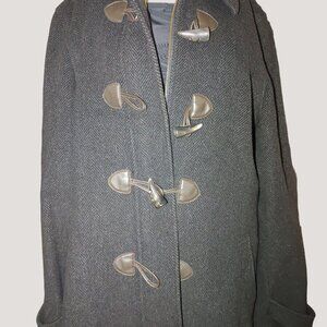 Brooks Brothers Wool Blend Black Duffle Coat Toggle Closures Size 12